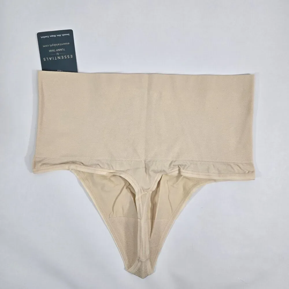Essentials by Tummy Tank Size M/L Nude‎ Nylon Seamless Thong Panty TT5-037 NWT